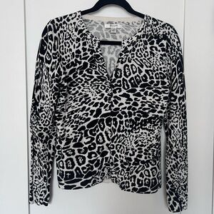 Liz Claiborne Black and White Animal Print Cardigan
